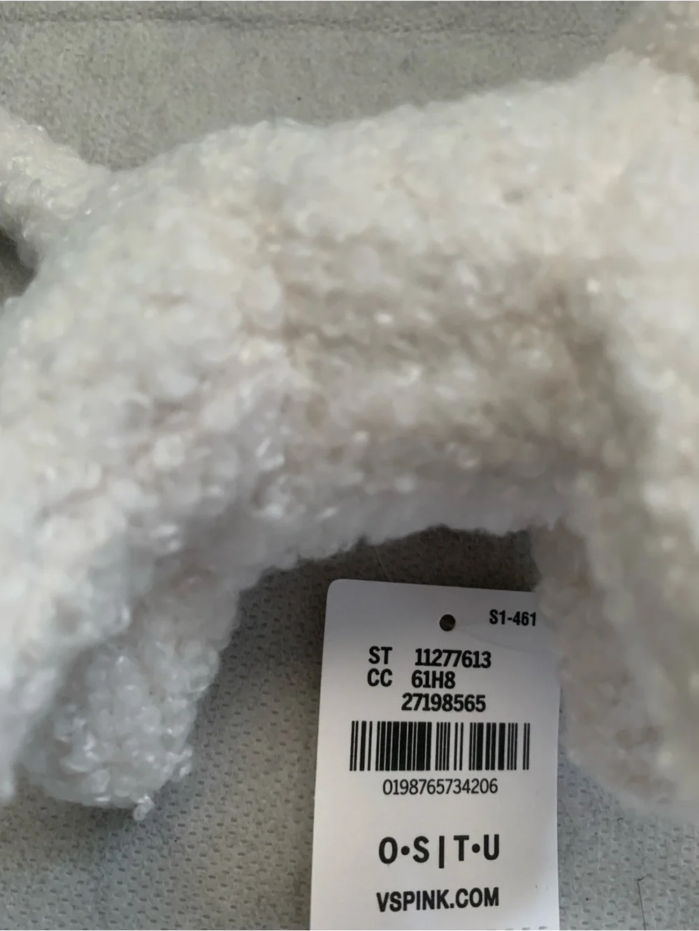 NWT Victoria's Secret PINK Micro Dog Keychain Charm Winter White Plush Teddy